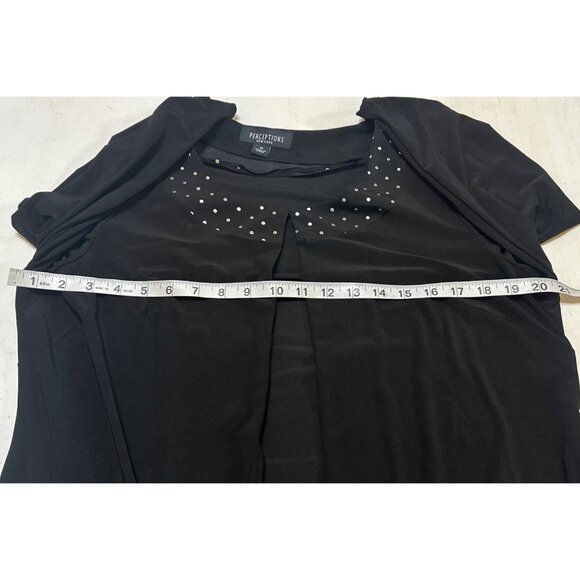 Perceptions New York Open-Front Black Blouse Polyester Blend Women Size 14-READ - Picture 10 of 16